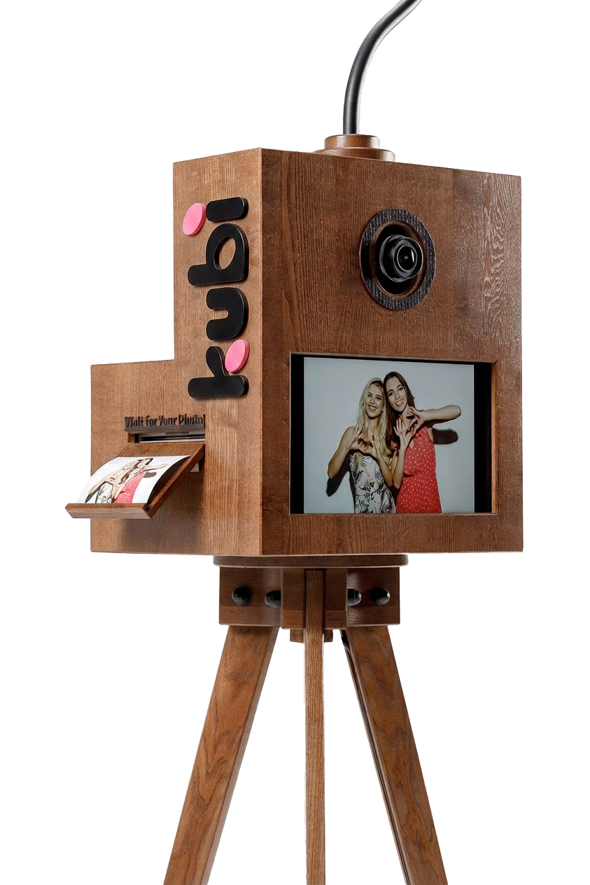 KUBI Photobooth Lausanne — Cabine photo premium en bois